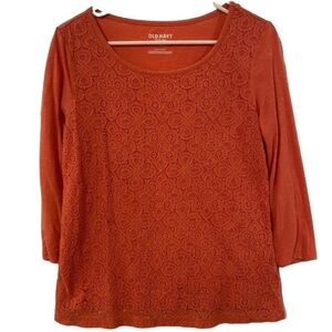 Old Navy Textured paisley Pink 3/4 Sleeve Top size medium